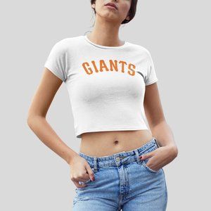 NEW San Francisco Giants Wordmark Form Fit Crop Top Shirt WHITE